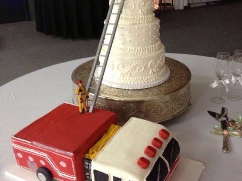 Image for 100% Edible Firefighter Wedding Cake 