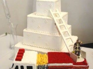 Image for Traditional Wedding Cake interrupted by the Fire Truck 