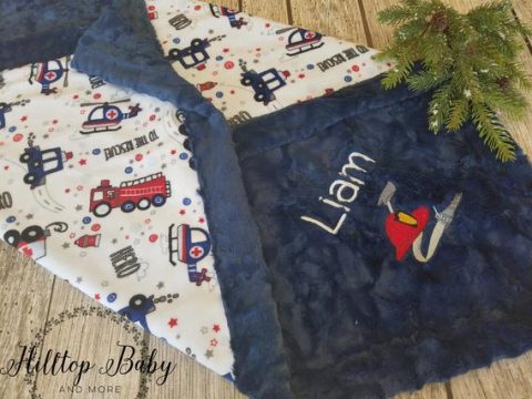 Image for Personalized Firefighter minky blanket 
